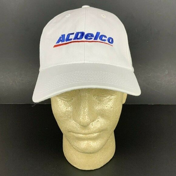 AC Delco Hat Cap White Embroidered Unisex One Size Adjustable Auto Parts Racing - Picture 1 of 7